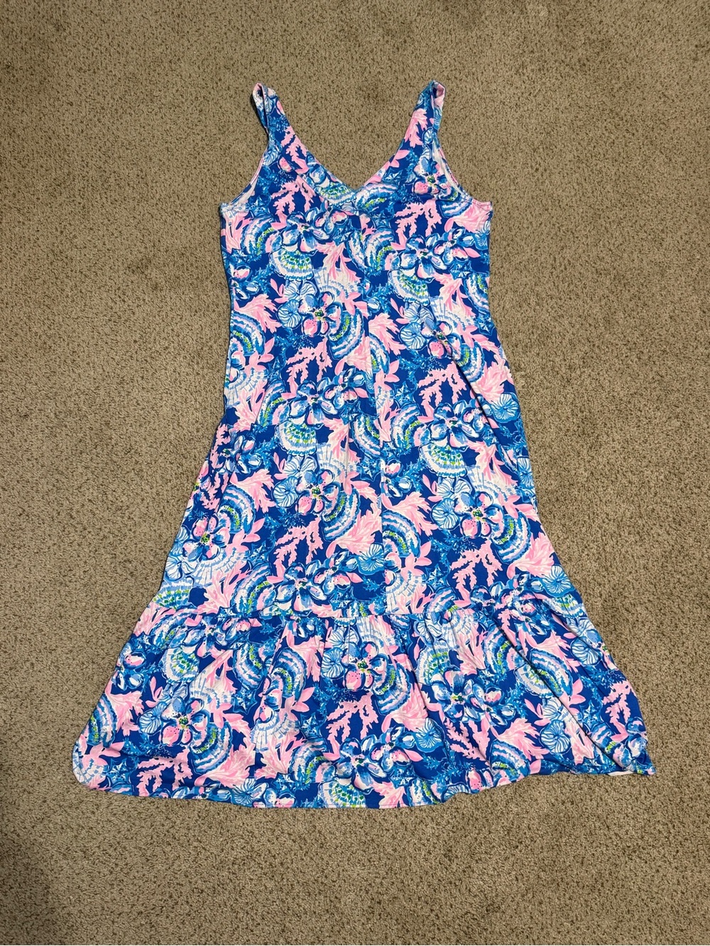 Lilly Pulitzer Hadsen Dress in Blue Tang Sitting Seaside - Picture 2 of 3